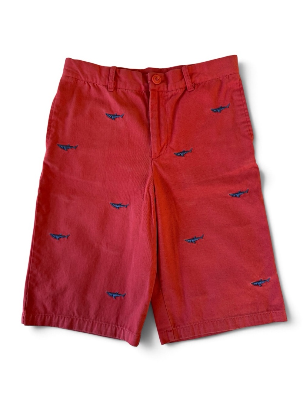 E-LAND Kids Red Embroidered Shark Cotton Shorts - Size 14!!